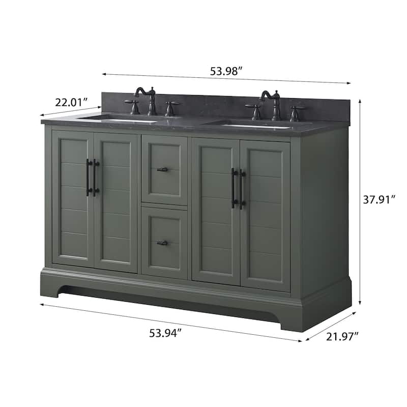 Vanity Art 54" Double Sink Bathroom Vanity with Top & Backsplash