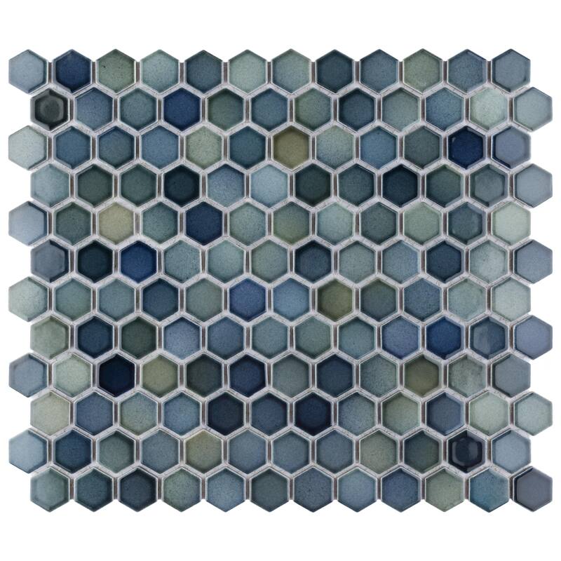 Merola Tile Hudson 1" Hex Atlantis 11-7/8" x 13-1/4" Porcelain Floor and Wall Tile