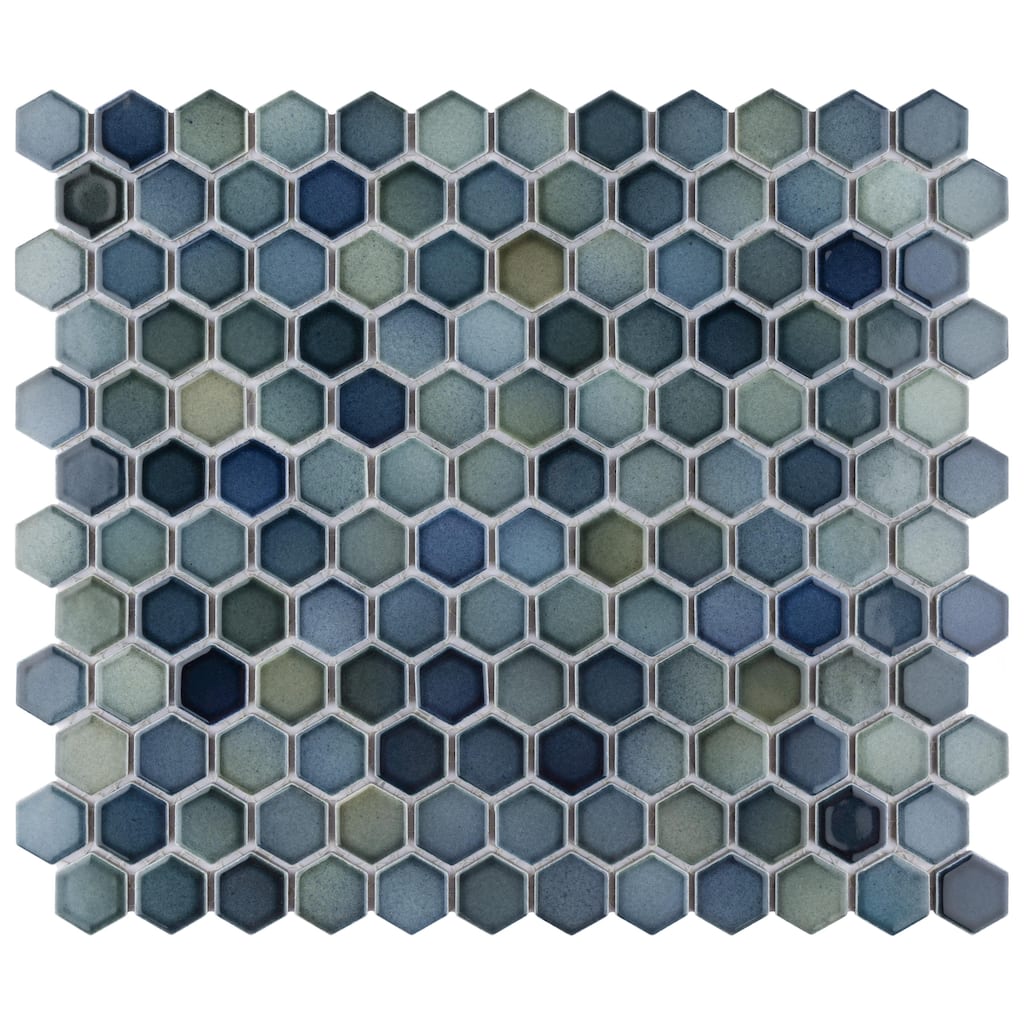 Merola Tile Hudson 1" Hex Atlantis 11-7/8" x 13-1/4" Porcelain Mosaic Floor and Wall Tile