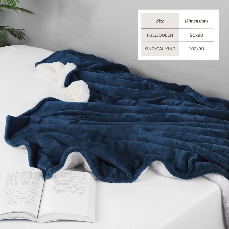 Linery & Co. Velvet Plush Reversible Sherpa Bed Blanket