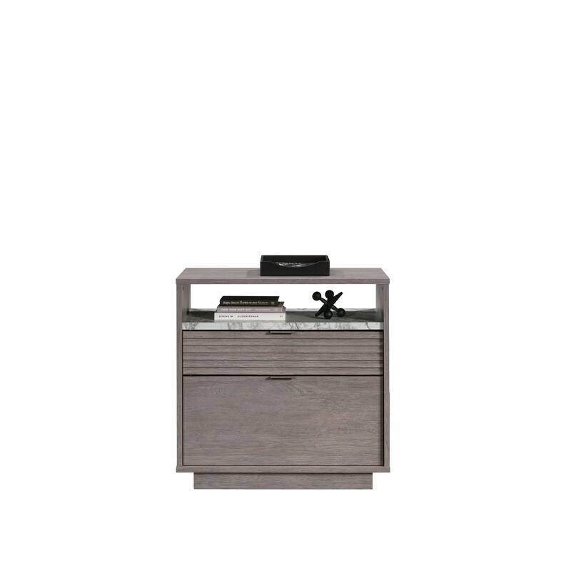 Wood Lateral File with Two Drawers, Medium Gray