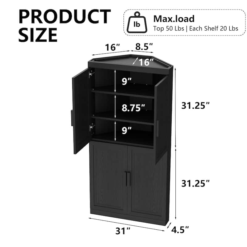62 " Corner Cabinet Free-Standing Storage Organizer