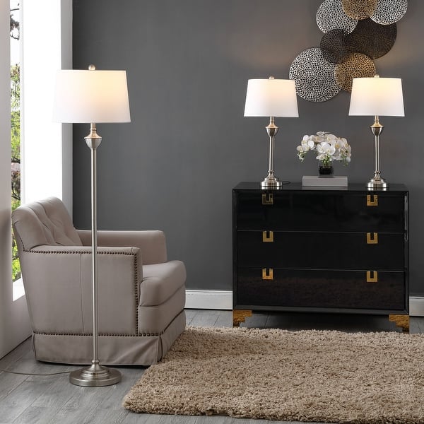 slide 2 of 5, SAFAVIEH Lighting Peltier Floor And Table Lamp (Set of 3)