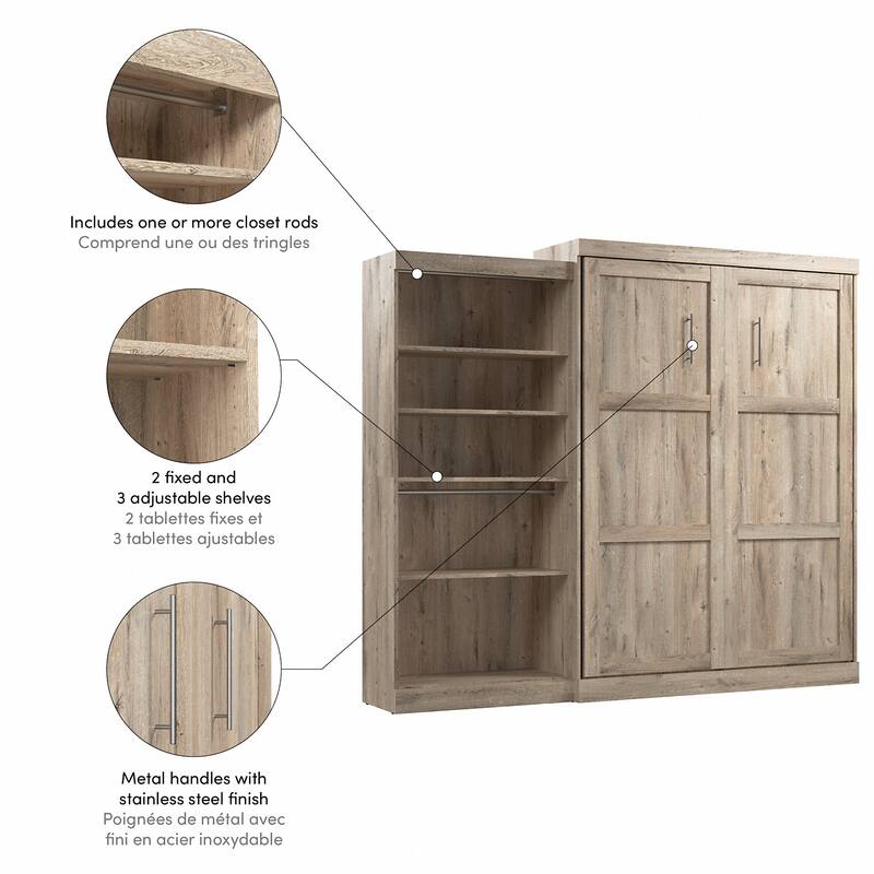 Pur Queen Murphy Bed with Closet Organizer (101W) by Bestar