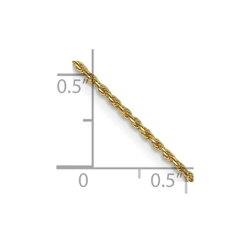 Curata 14k Yellow Gold Solid 1.0mm Diamond-cut Rope Chain Necklace Options: 16 18 20 22 24