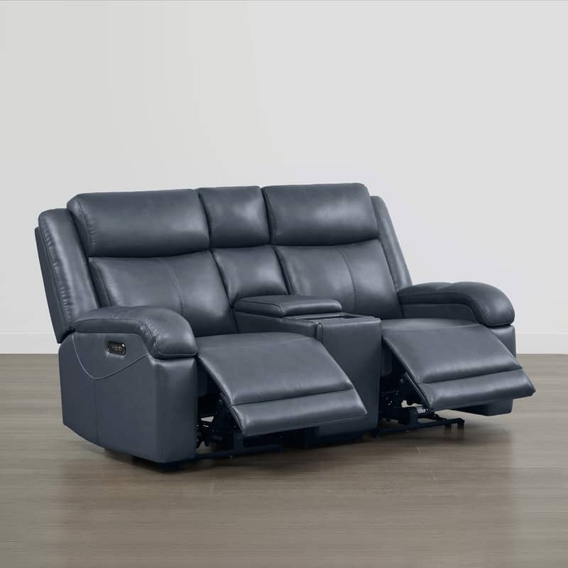 Spruce & Spring Hadlee Genuine leather Reclining Sofa with Multi-Function Console.