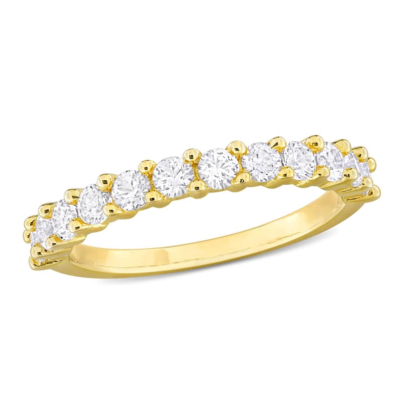Miadora 1 1/10ct TGW Created White Sapphire Anniversary Band Yellow Silver