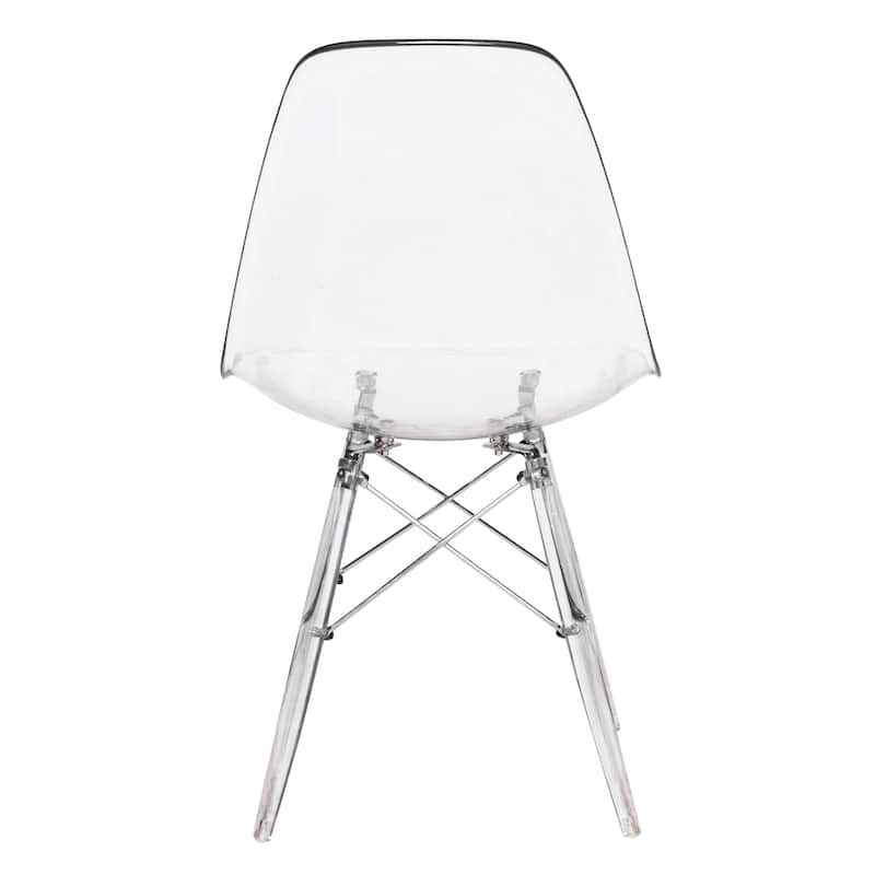 LeisureMod Dover Molded Side Chair with Acrylic Base, Set of 4 - Red - 36 x 32.4 x 16.25