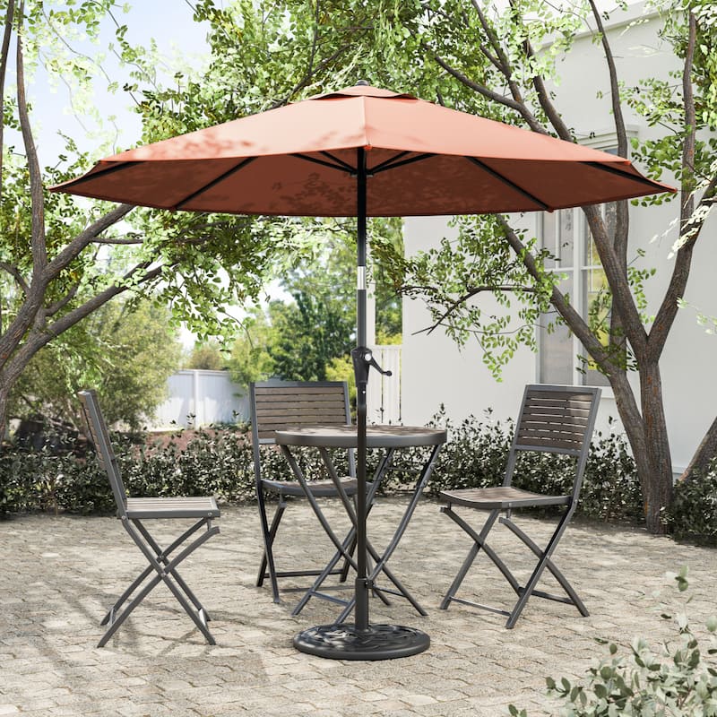 Leona 9-foot Steel Round Market Umbrella with Tilt and Crank by Furniture of America - Sienna Red