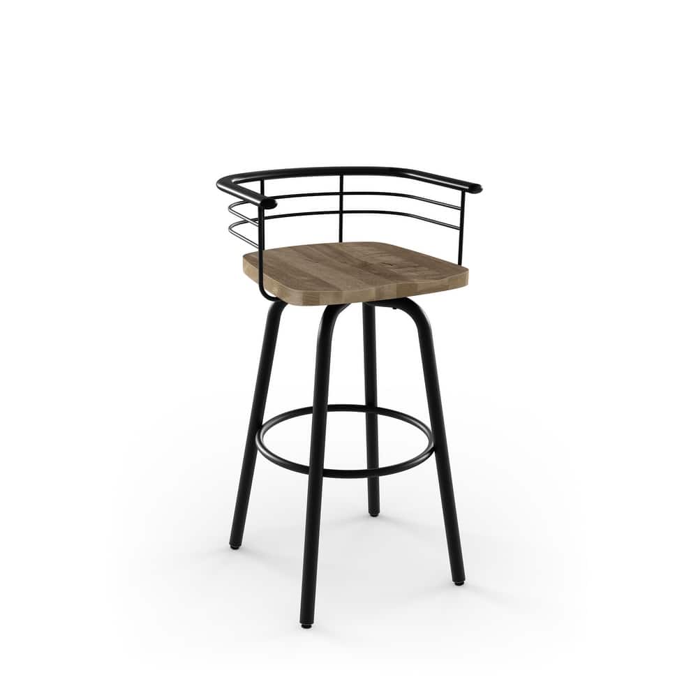 Amisco Brisk Swivel Counter Stool with Distressed Wood Seat