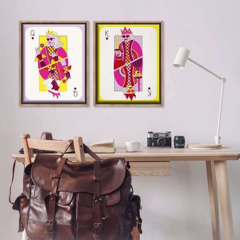 Stupell King & Queen Cards Framed Floater Canvas Wall Art Design By Grace Popp (Set of 2)