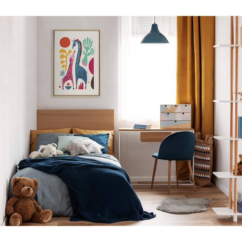 Kate and Laurel Sylvie Giraffe Love Framed Canvas by Rachel Lee