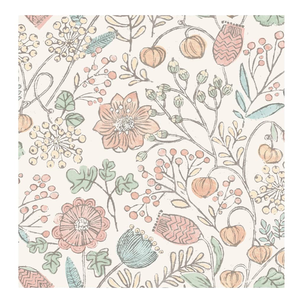 NuWallpaper Pastel Southern Trail Hand-drawn Floral Peel-and-Stick Wallpaper - 216in x 20.5in x 0.025in