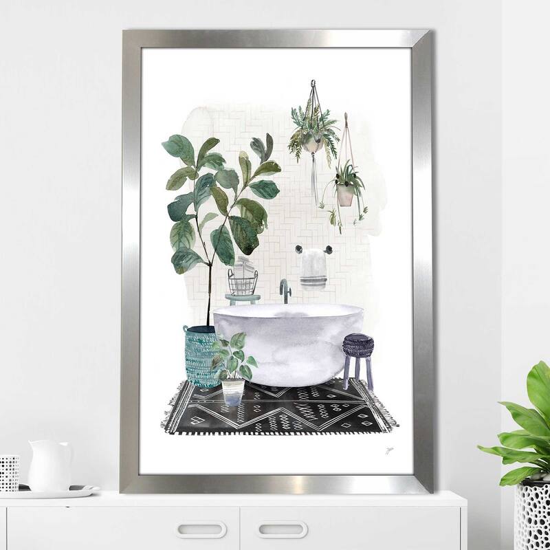 "Courtyard Bath No Cat Neutral (Vertical)" Print on Acrylic