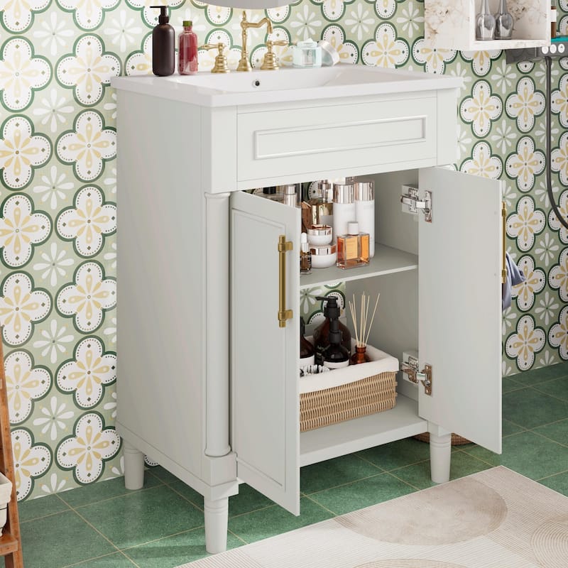 24" Bathroom Vanity with Integrated Ceramic Sink