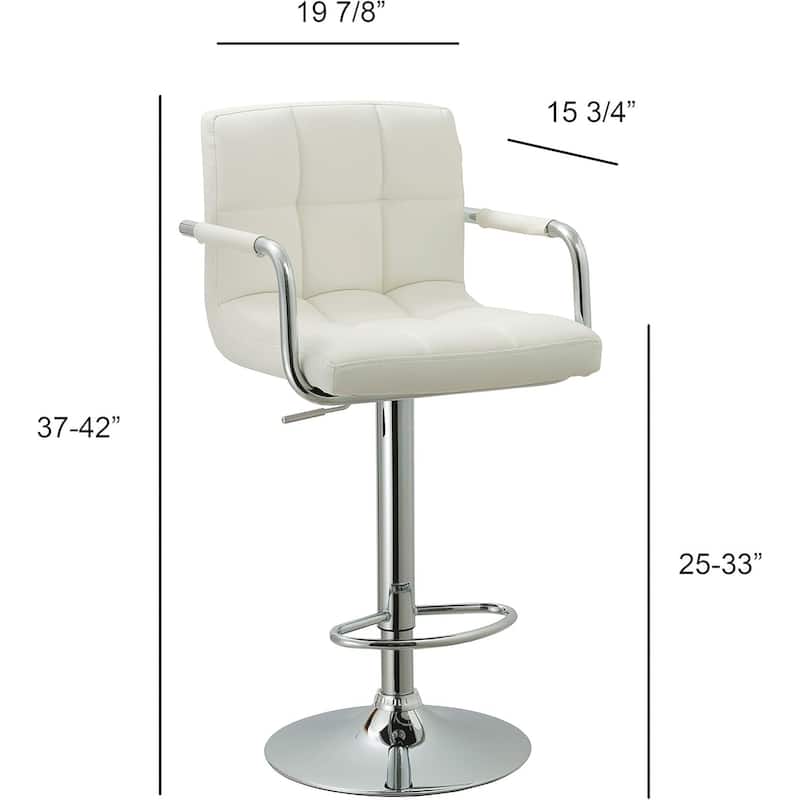 Contemporary Adjustable Swivel Arm Bar Stool - White with Cushion