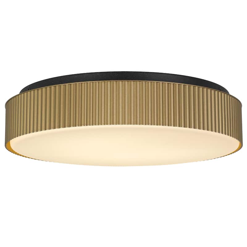 13 Inch LED Flush Mount Light Etched Glass Shade 35W 1600 Lumens - Antique Brass
