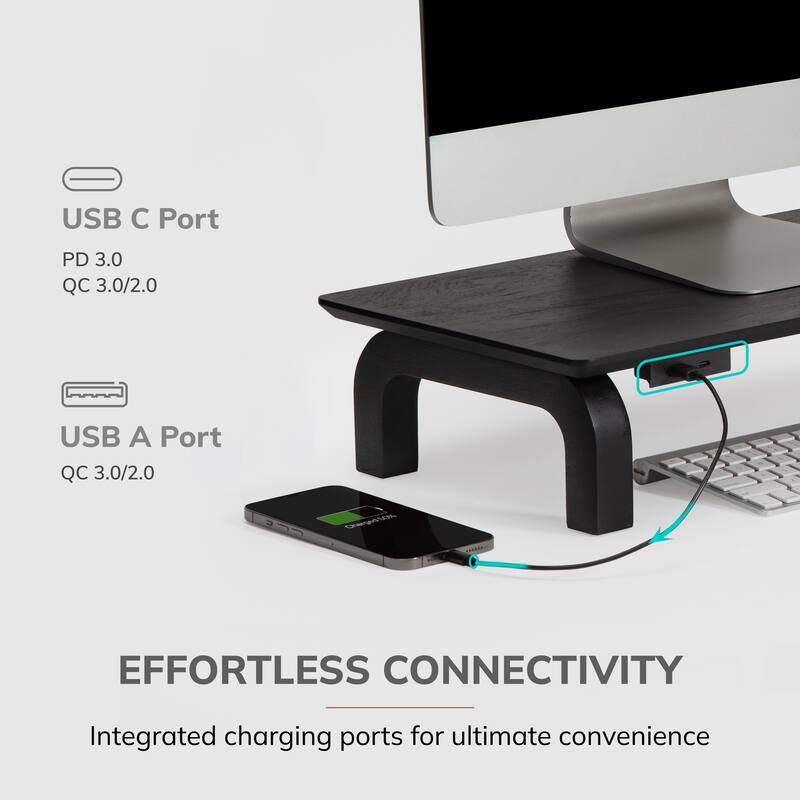 Jani Wood Monitor Stand Riser Desk - Ergonomic Design Stand, Desktop Organizer Table for Home, Office Workspace, Gaming Desk