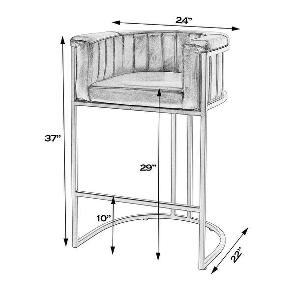 Rockford 29 in. Seat Height Leather and Iron Barrel Bar Stool with Footrest