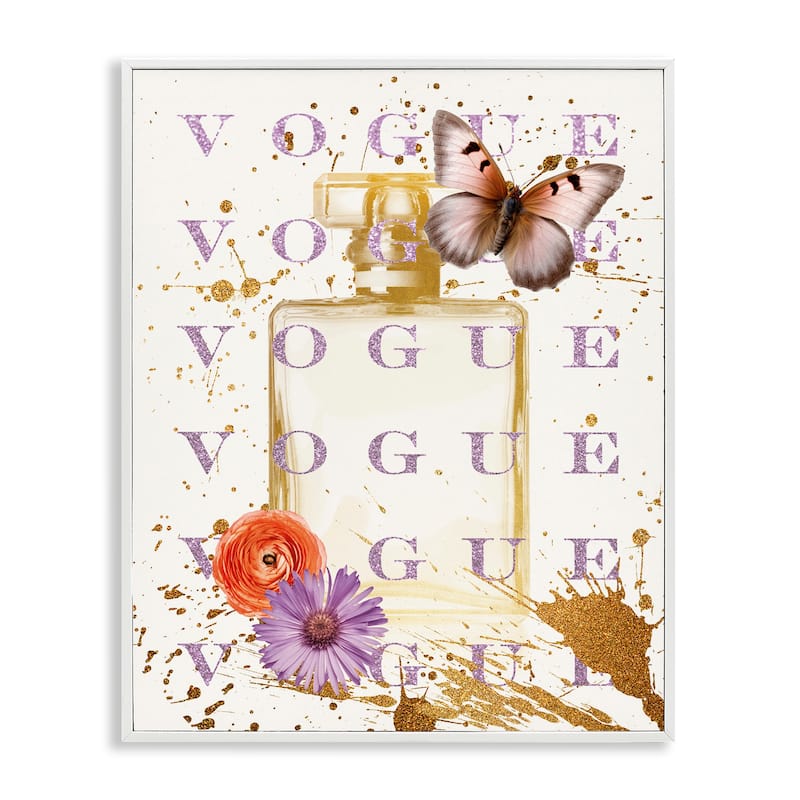 Stupell Butterfly & Floral Perfume Framed Giclee Art Design By Susan Arnot - 24 x 30 - White