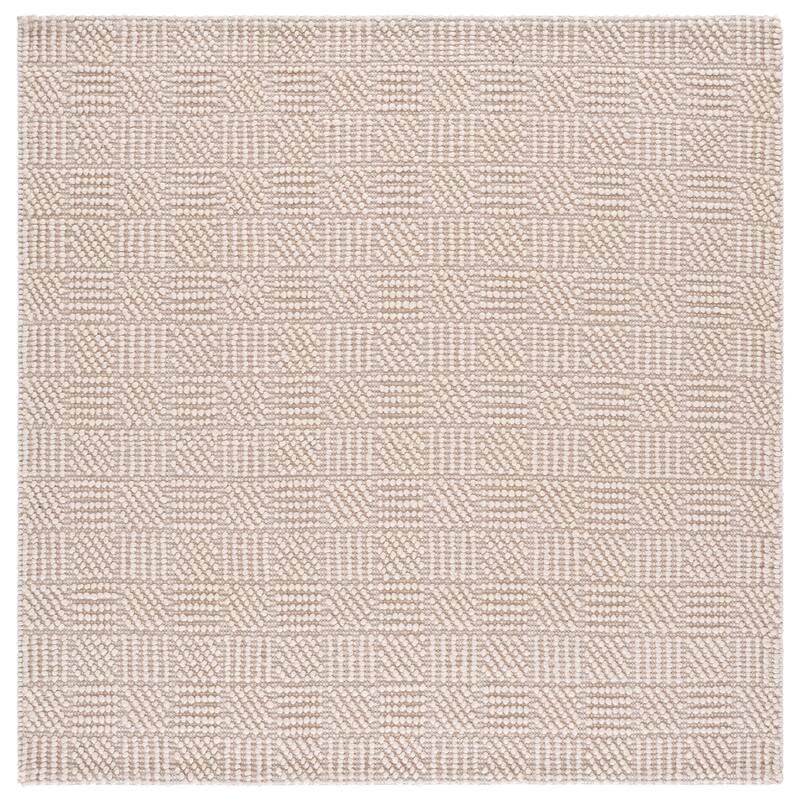 SAFAVIEH Handmade Natura Spasa Raised Textured Wool Blend Rug - 6' Square - Ivory