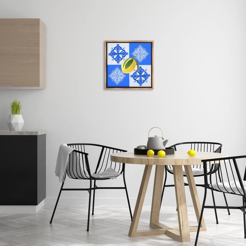 Stupell Lemon over Geometric Tiles Framed Floater Canvas Wall Art Design By Ashley Singleton