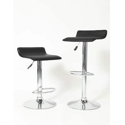 Set of 2 Chrome Air Lift Adjustable Swivel Stools with Footrest