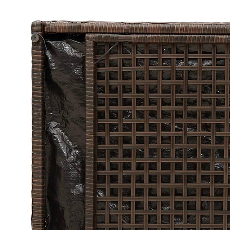 vidaXL Patio Storage Bench with Cushion Black/Brown 39.4" Poly Rattan - 37.4" x 15.6" x 1.2"
