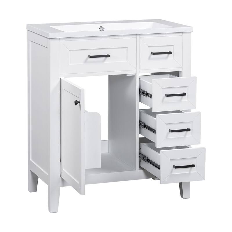 30" Solid Bathroom Vanity with Sink Set, Bathroom Cabinet with Drawers