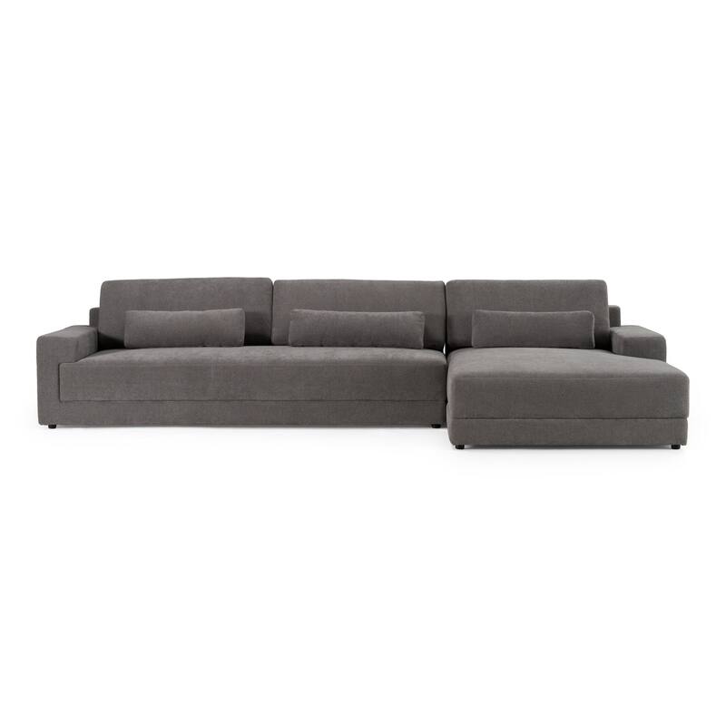 Divani Casa Loki Modern Grey Fabric Right Facing Sectional Sofa