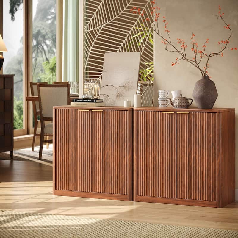 63" Buffet Cabinet with Storage, Fluted Sideboard with Adjustable Shelves for Living Room, Dining Room, Kitchen