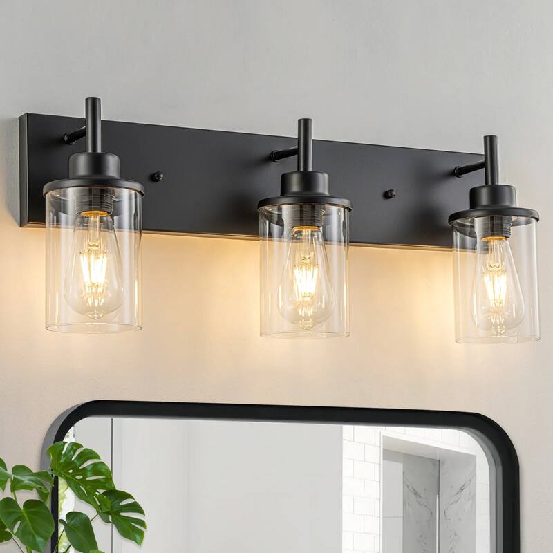 Starsky 3-Lights 23.62in. Modern Bathroom Vanity Light with Glass Shade