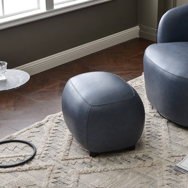 KINWELL 23" Wide Faux Leather Upholstered Ottoman Footrest, PU Entryway Footstool