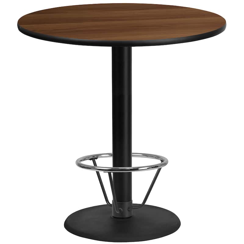 42'' Round Laminate Table Top with 24'' Round Bar Height Table Base - Walnut