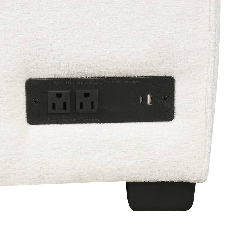 Sectional Sofa Pull-out Bed with Storage Ottoman and Charging Devices