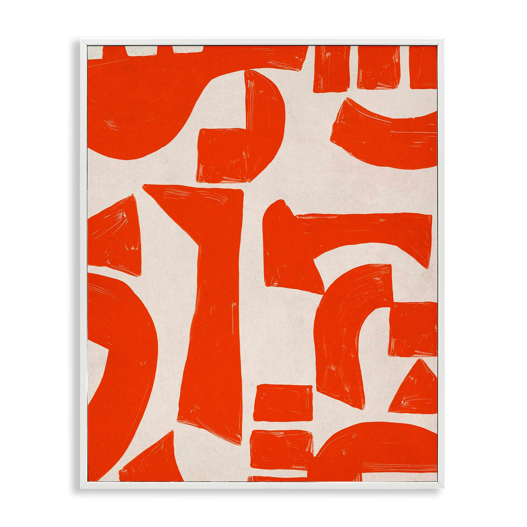 Stupell Red Asymmetrical Shapes Framed Giclee Art Design By June Erica Vess