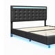 preview thumbnail 10 of 9, Queen Size Floating Bed Frame with Lights and USB Charging, Modern Upholstered Platform LED Bed with Slat Support