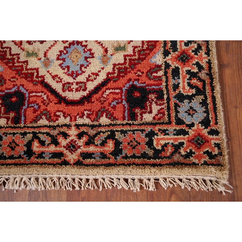 Geometric Heriz Serapi Indian Rug Handmade Traditional Wool Carpet - 2'0" x 3'0"