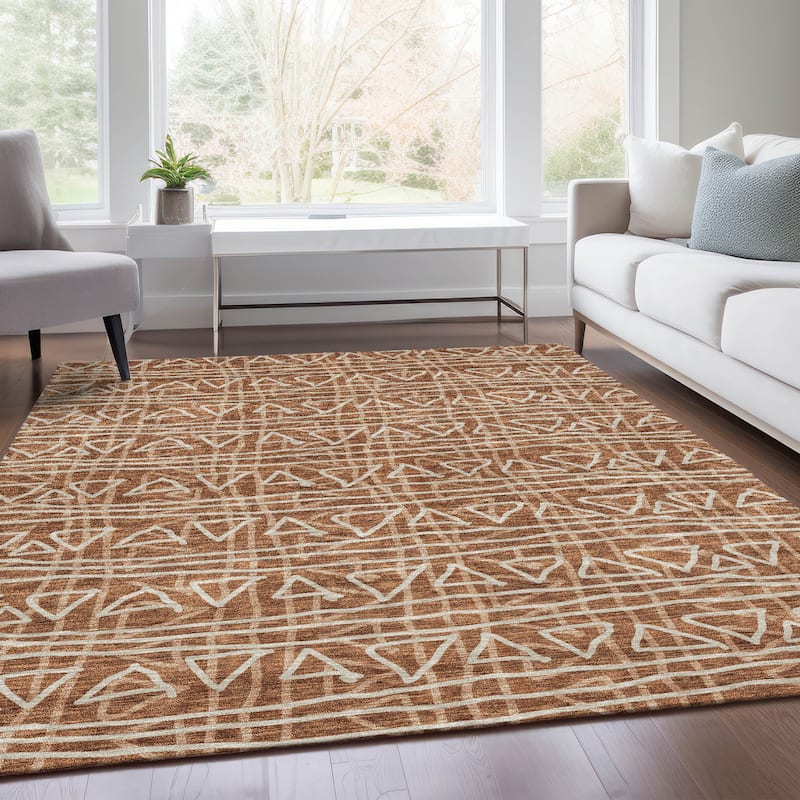 Machine Washable Indoor/ Outdoor Chantille Boho Morrocan Rug