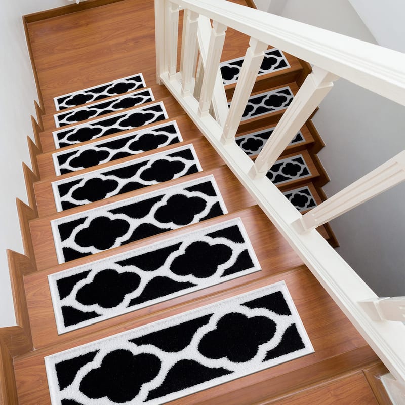 Beverly Rug Stair Treads Carpet Non Slip, Stair Carpet Treads for Wood Stairs Indoor, Trellis, 9''x28''