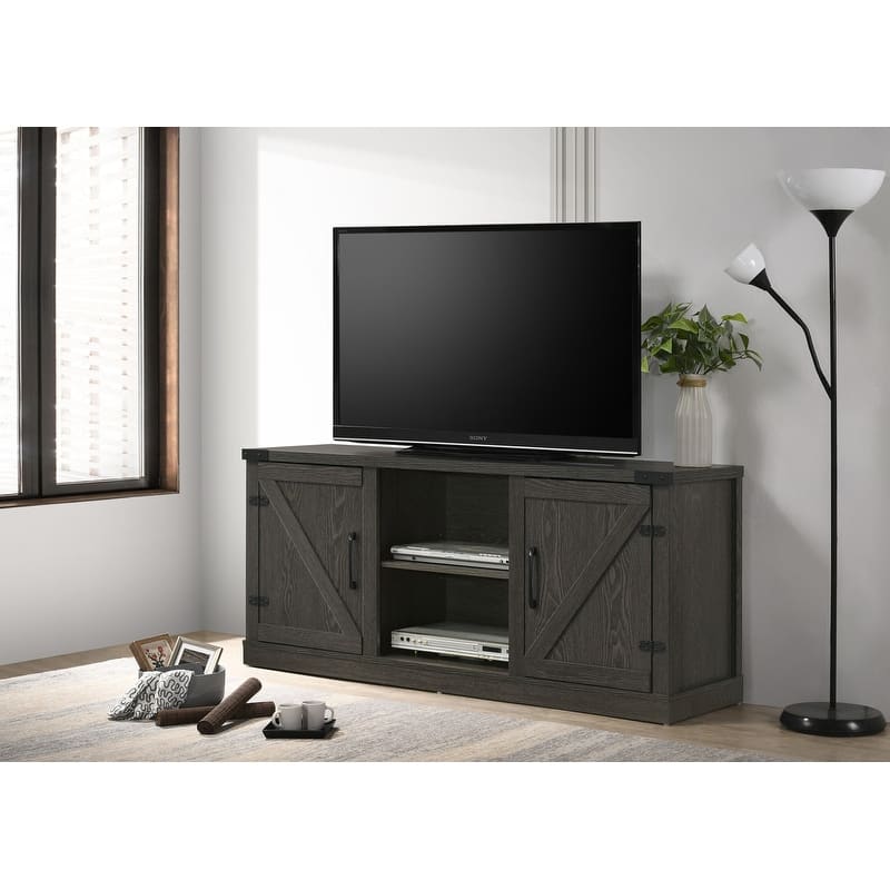 Salma 58" Wide TV Stand with 2 Open Shelves and 2 Cabinets
