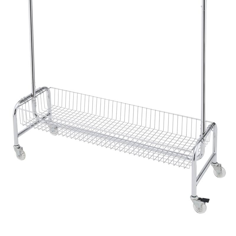 Garment Rack with Basket on Wheels Rolling Clothes Rack for Hanging Clothes Heavy Duty Garment Rack,2 pcs in one carton
