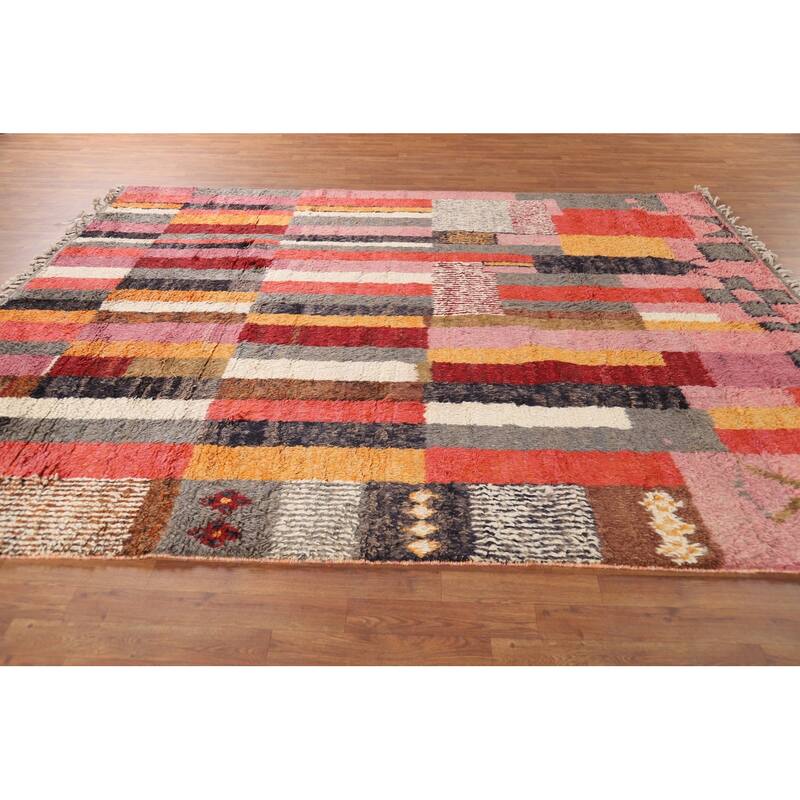 All-Over Plush Moroccan Oriental Area Rug Hand-Knotted Wool Carpet - 8'1" x 10'1"