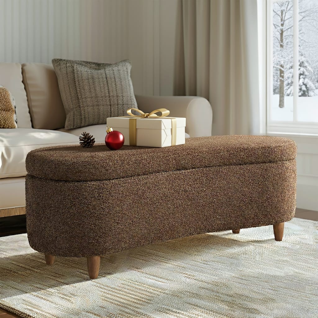 INK IVY Bailey Boucle-Style Curved Storage Accent Bench