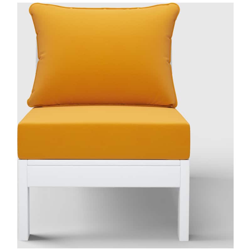 Birchwood All Weather HDPE Outdoor Patio Deep Seating White Armless Chair With Cushions (1-Piece)