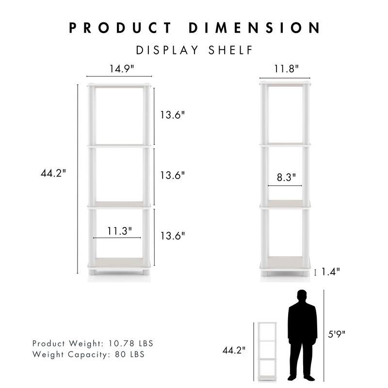 DH BASIC Modern Wood Shelving Unit with storage - Tier Shelves, Cube Ladder Shelf by Denhour