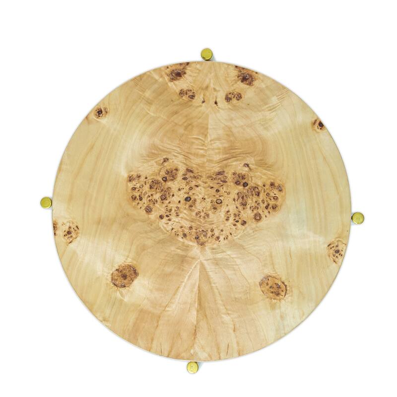 Eliana Round Burl Wood & Metal Side Table by Sevita - 20″ L x 20″ W x 22″ H