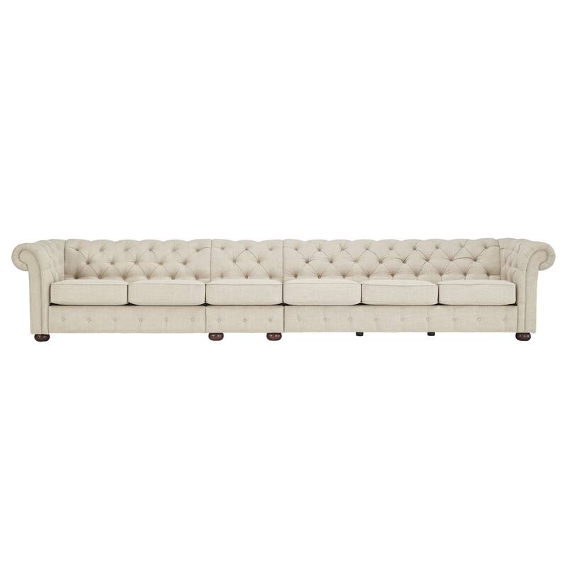 Knightsbridge Beige Linen Tufted Chesterfield Modular Sofa by iNSPIRE Q Artisan