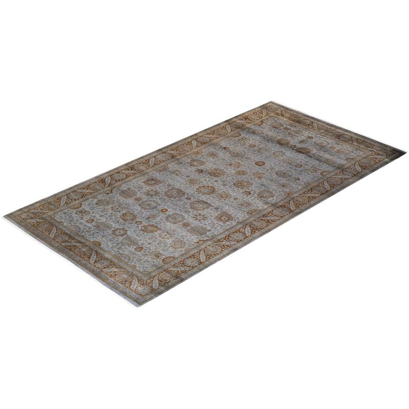 Overton Hand Knotted Wool Vintage Inspired Modern Contemporary Overdyed Gray Area Rug - 6' 2" x 12' 0"