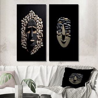 Designart "Black and White African Tribal Mask" Africa Wall Art Set Of ...